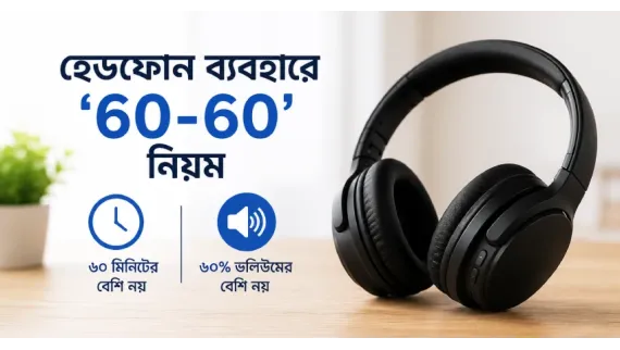 হেডফোন ব্যবহারে “৬০-৬০” নিয়ম: আপনার শ্রবণশক্তি রক্ষার সহজ ও কার্যকর উপায়